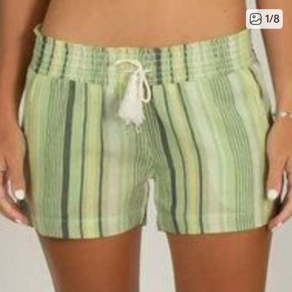 Salt Life Women's High Waist Shorts with Green and White Stripes